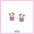 Zilveren kinderoorbellen panda roze | Kiki - Staartjes en Strikjes