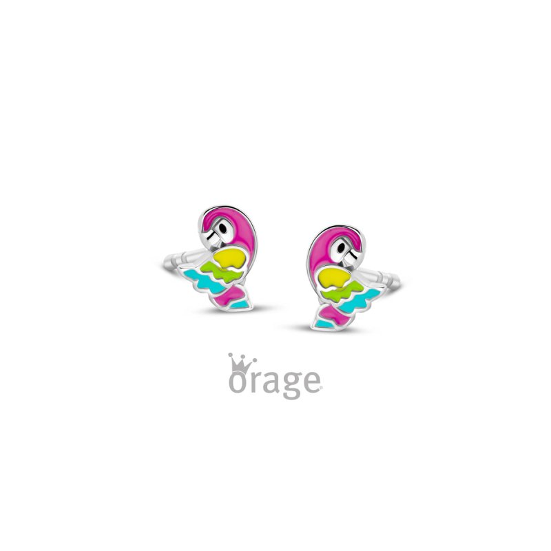 Zilveren kinderoorbellen papegaai - Orage Kids - Staartjes en Strikjes