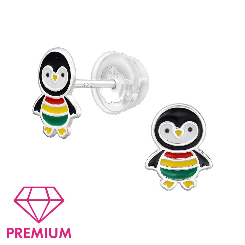 Zilveren kinderoorbellen pinguin - Staartjes en Strikjes