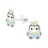 Zilveren kinderoorbellen pinguin pastel - Staartjes en Strikjes