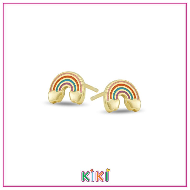 Zilveren kinderoorbellen regenboog goldplated | Kiki - Staartjes en Strikjes