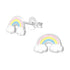 Zilveren kinderoorbellen regenboog pastel - Staartjes en Strikjes