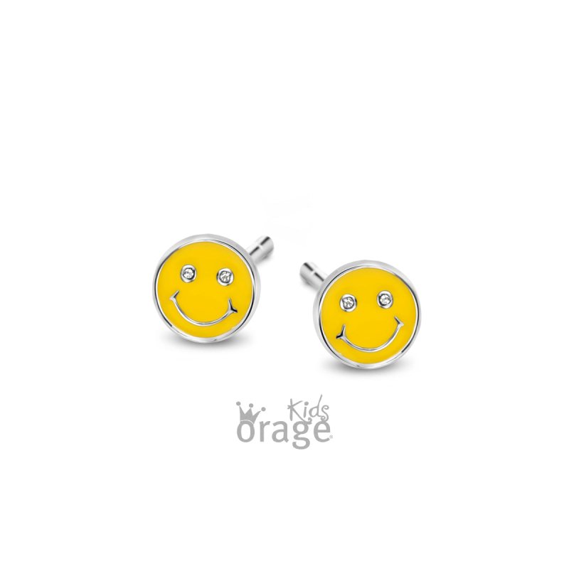 Zilveren kinderoorbellen smiley Orage Kids - Staartjes en Strikjes