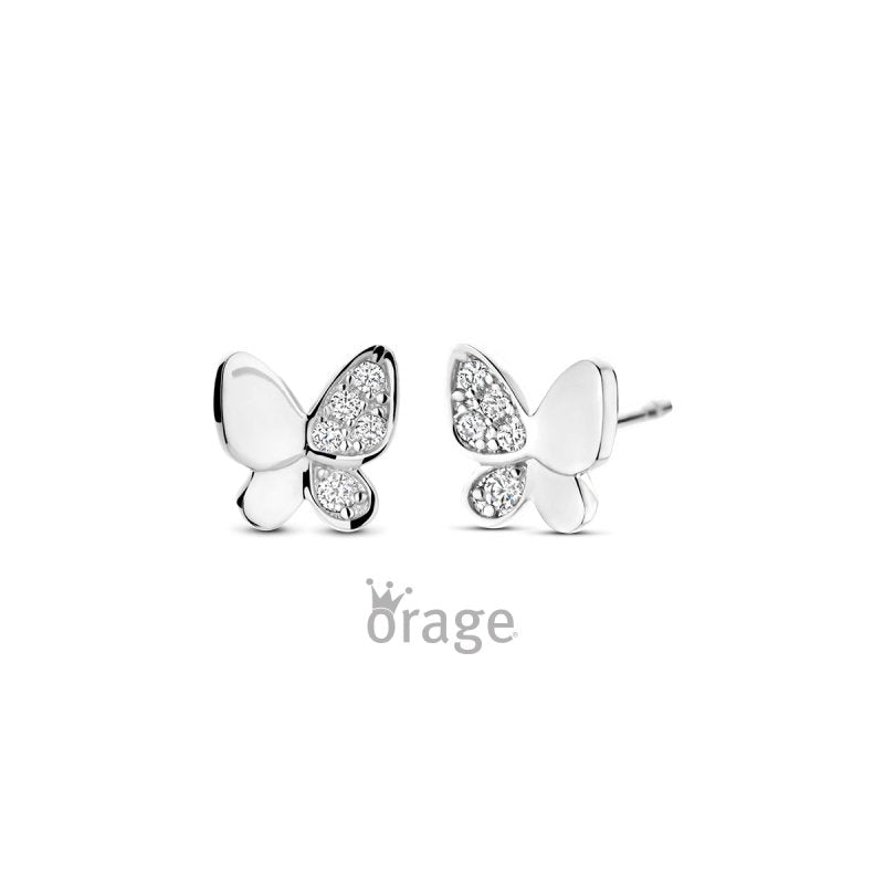 Zilveren kinderoorbellen vlinder met zirconia Orage Kids - Staartjes en Strikjes