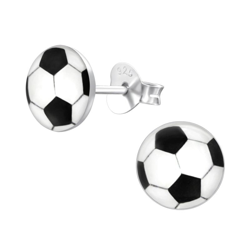 Zilveren kinderoorbellen voetbal - Staartjes en Strikjes