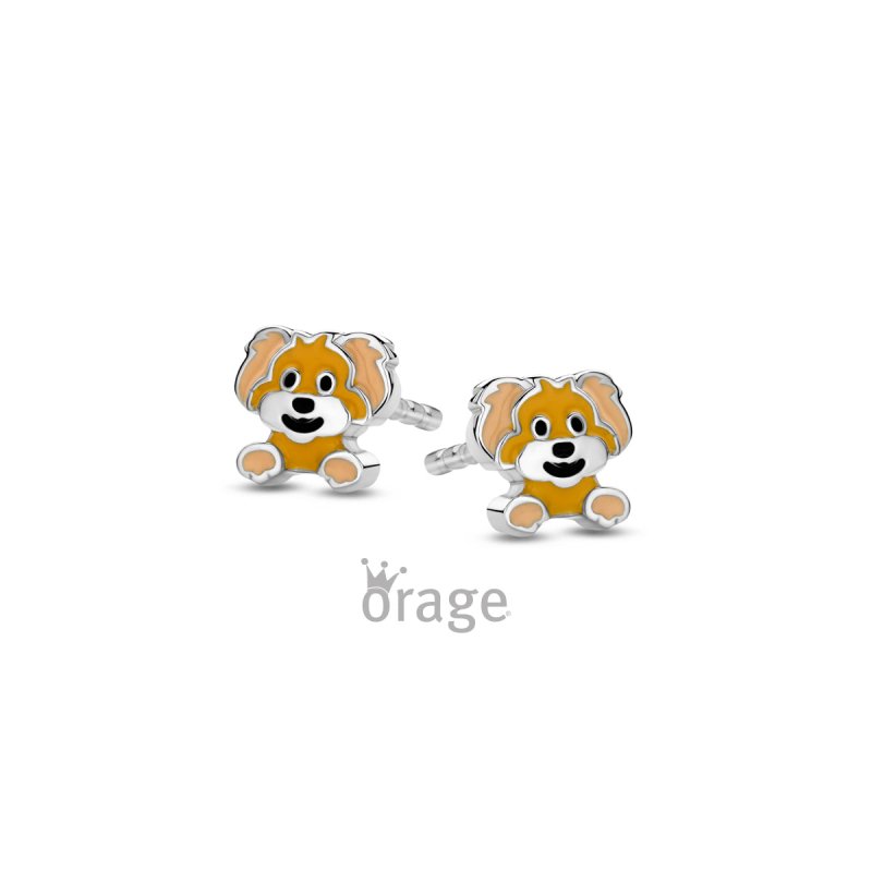 Zilveren kinderoorbellen vrolijk hondje - Orage Kids - Staartjes en Strikjes