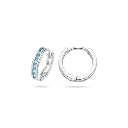 Zilveren oorbellen creolen/oorringen zirconia steentjes blauw - Staartjes en Strikjes