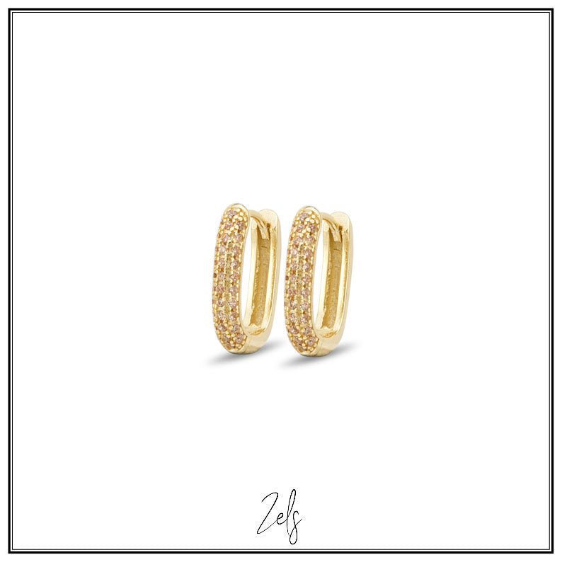 Zilveren oorbellen creolen/oorringetjes goudkleurig ovaal met warm gele zirconia | Zels - Staartjes en Strikjes