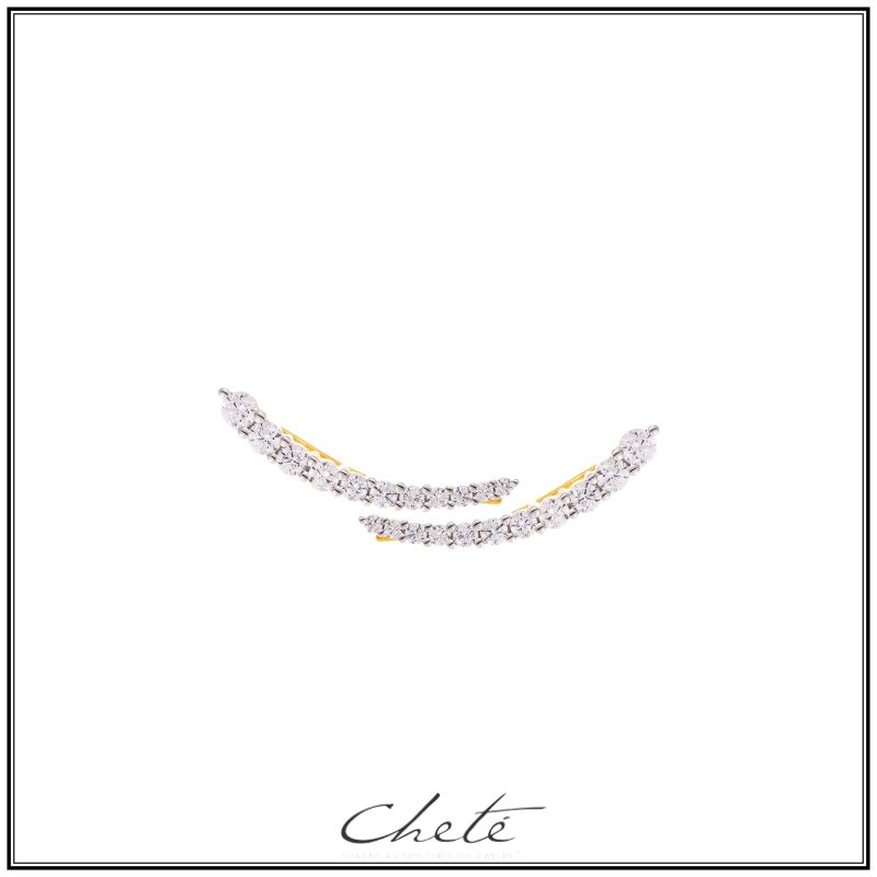 Zilveren oorbellen ear climbers goldplated zirconia | Cheté - Staartjes en Strikjes