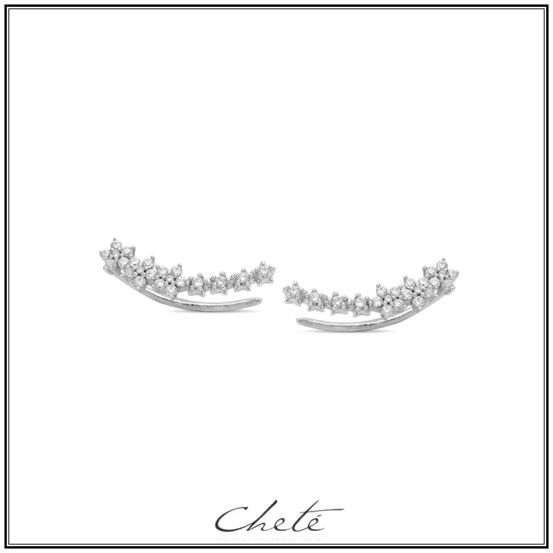 Zilveren oorbellen ear climbers zirconia | Cheté - Staartjes en Strikjes
