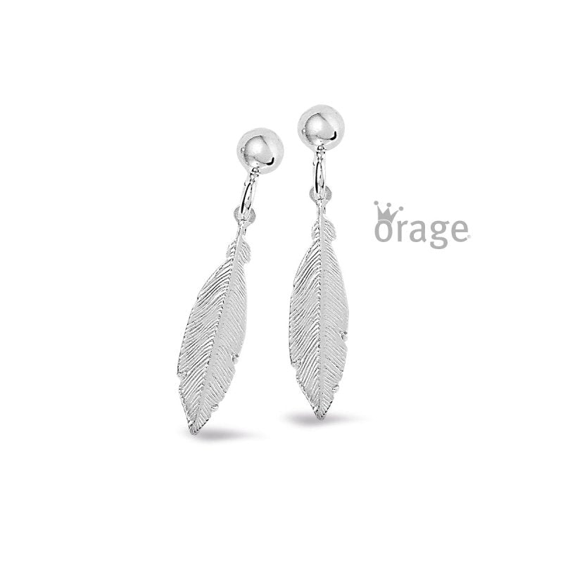 Zilveren oorbellen hangertjes veertjes - Orage - Staartjes en Strikjes