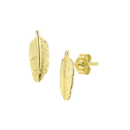Zilveren oorbellen veertjes goldplated - Staartjes en Strikjes