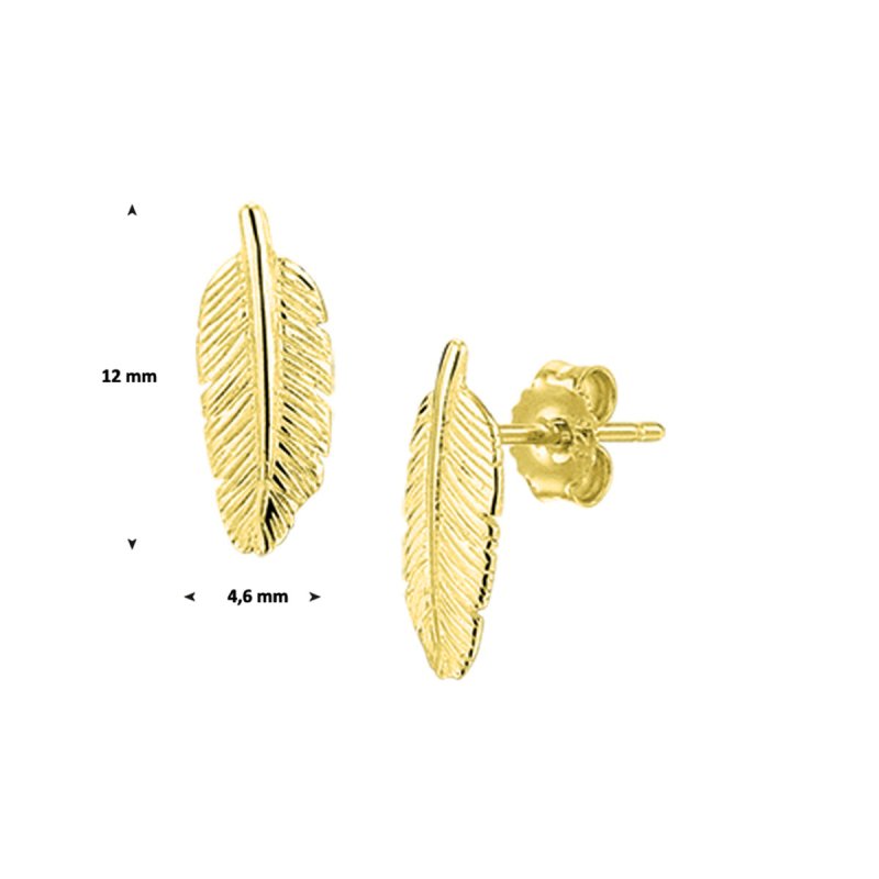 Zilveren oorbellen veertjes goldplated - Staartjes en Strikjes