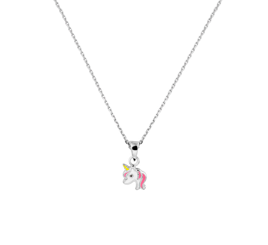 Silberkette Einhorn Einhorn weiß/rosa