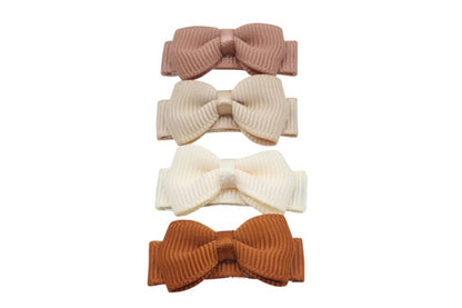 Baby haarspeldjes lint strikjes setje brown shades - Staartjes en Strikjes