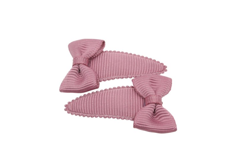 Baby haarspeldjes met strikjes diep oudroze/mauve - Staartjes en Strikjes