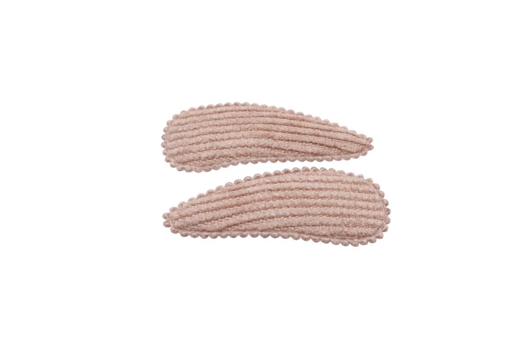 Baby haarspeldjes ribstof antique mauve - Staartjes en Strikjes