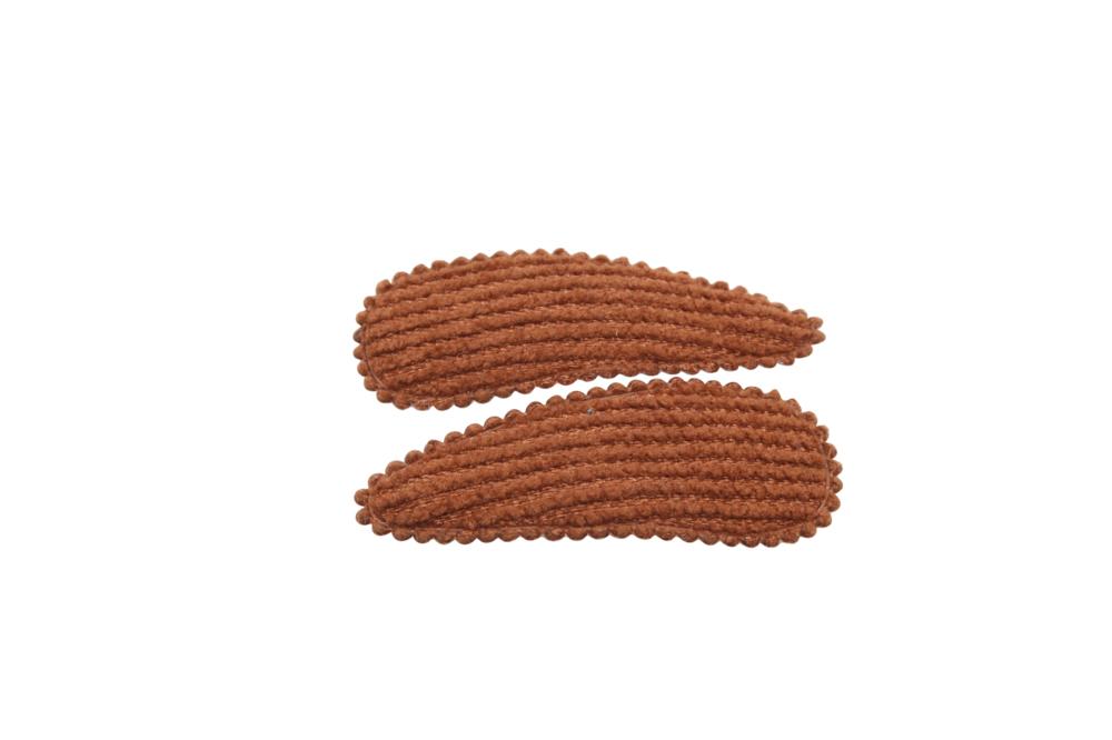 Baby haarspeldjes ribstof cappuccino bruin - Staartjes en Strikjes