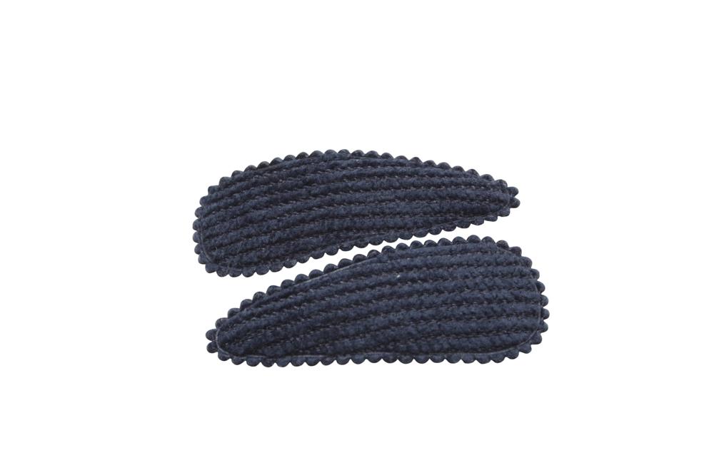 Baby haarspeldjes ribstof donker blauw - Staartjes en Strikjes