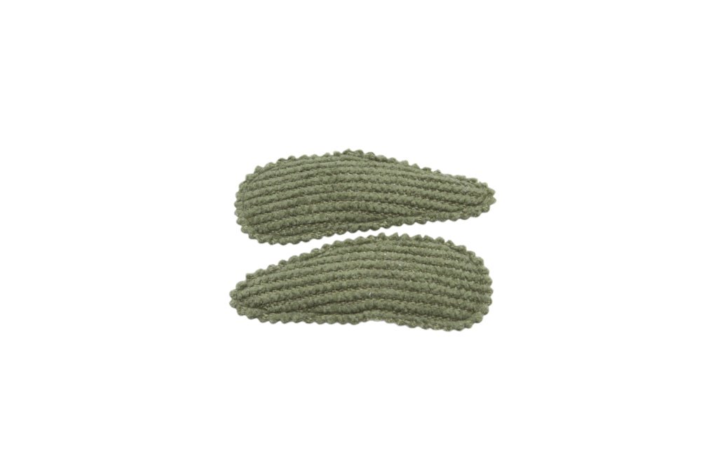 Baby haarspeldjes ribstof mos groen - Staartjes en Strikjes