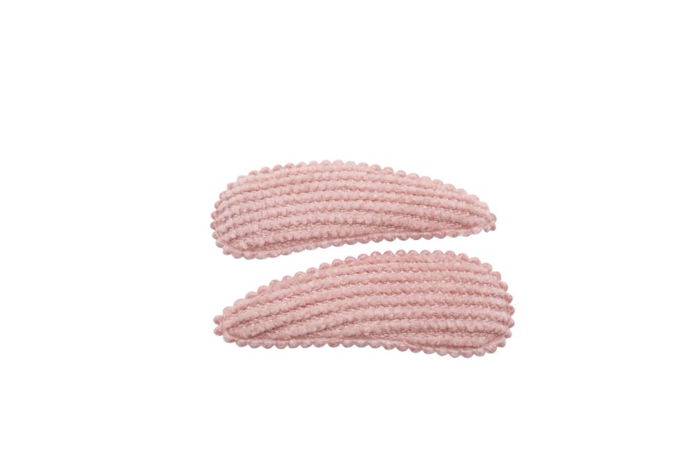 Baby haarspeldjes ribstof zacht oud roze - Staartjes en Strikjes