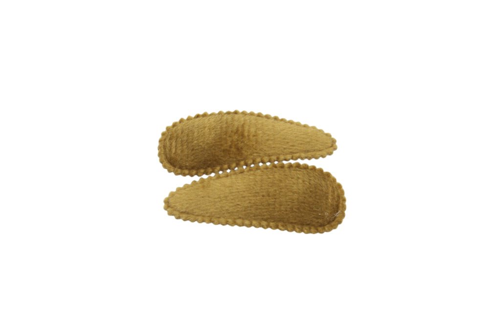 Baby haarspeldjes veloers mosterd/goud bruin - Staartjes en Strikjes