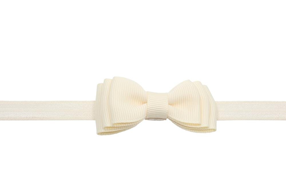 Babyhaarbandje strikje creme - Staartjes en Strikjes