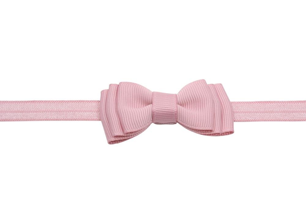 Babyhaarbandje strikje oud roze - Staartjes en Strikjes