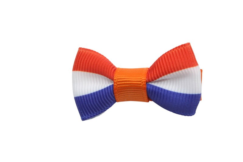 Baby/peuter haarstrikje klein oranje "Holland" - Staartjes en Strikjes