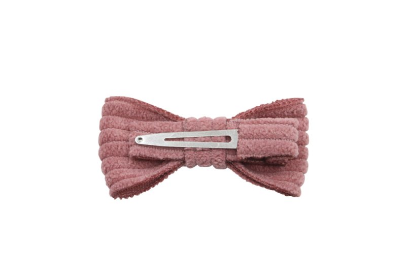 Baby/peuter haarstrikje klein ribstof rosy/mauve - Staartjes en Strikjes