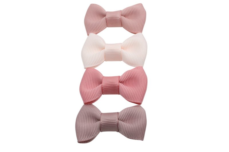 Baby/peuter haarstrikje klein voordeelsetje soft rose - Staartjes en Strikjes