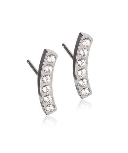 Blomdahl titanium boog zilverkleurig 14 mm met crystalletjes (incl. achterkantjes) - Staartjes en Strikjes