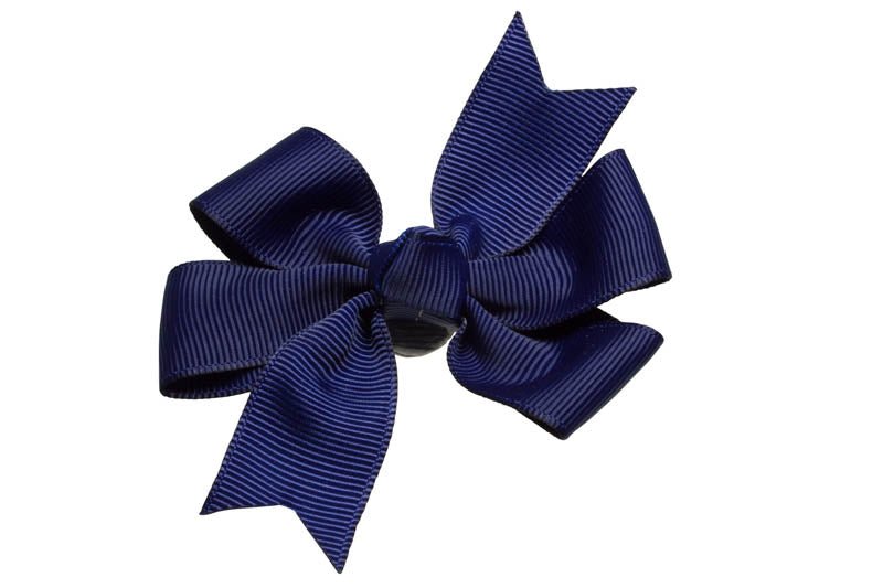 Haarstrik groot donker blauw stijl 1 - Staartjes en Strikjes