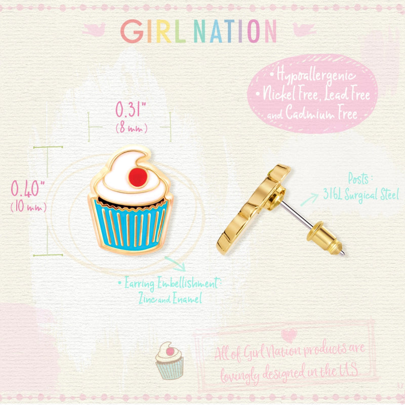 Hypoallergene kinderoorbellen cupcake - Staartjes en Strikjes