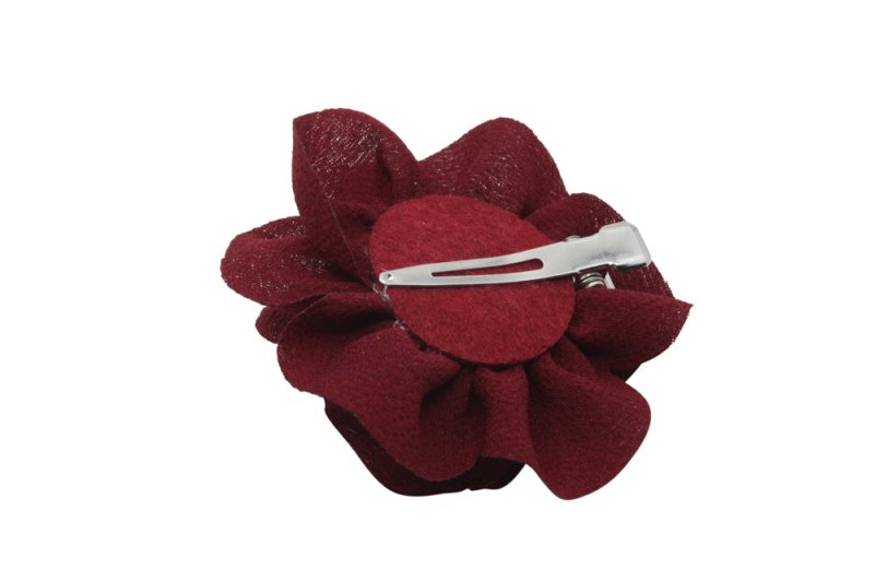 Klein haarbloemetje bordeaux rood - Staartjes en Strikjes