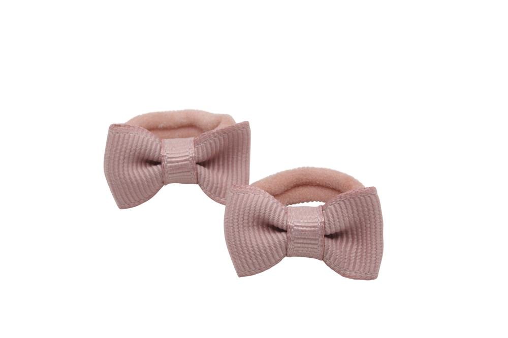 Kleine elastiekjes met mini strikjes antique mauve - Staartjes en Strikjes