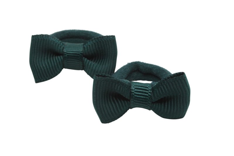 Kleine elastiekjes met mini strikjes donker groen - Staartjes en Strikjes