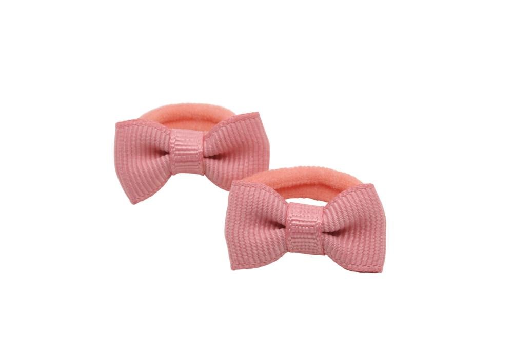 Kleine elastiekjes met mini strikjes dusty rose - Staartjes en Strikjes