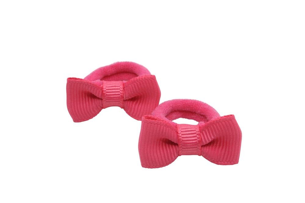 Kleine elastiekjes met mini strikjes hard roze - Staartjes en Strikjes