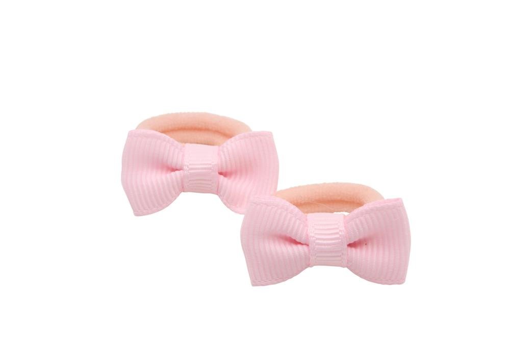 Kleine elastiekjes met mini strikjes licht roze - Staartjes en Strikjes