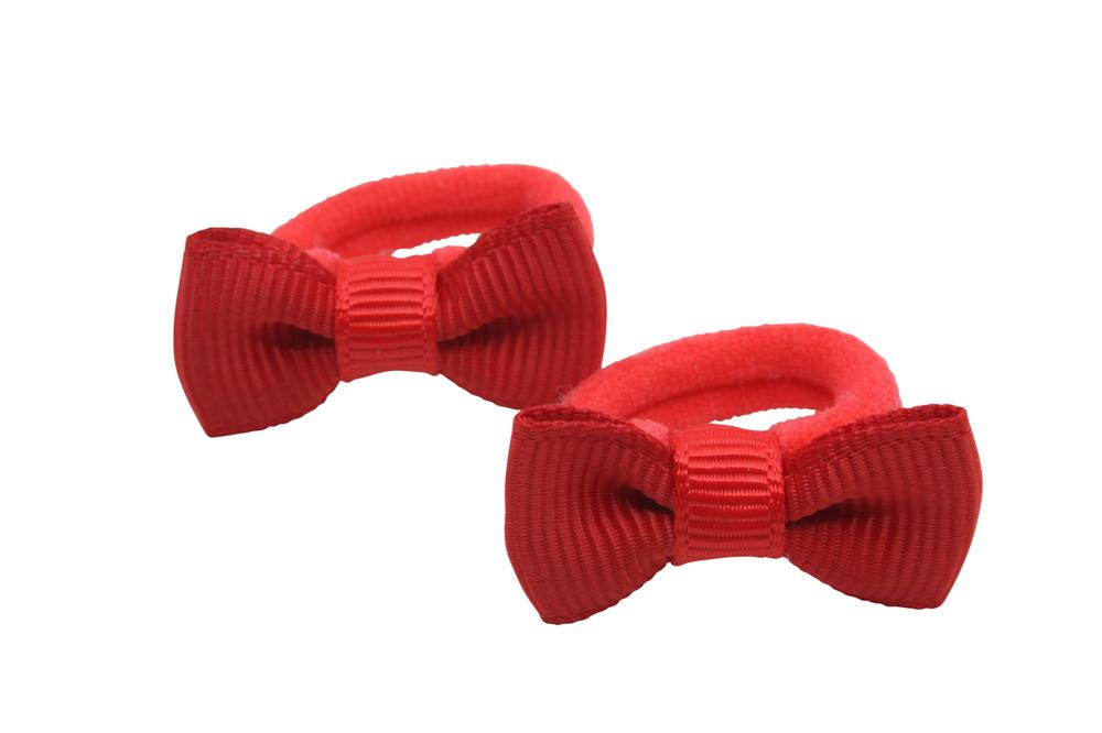 Kleine elastiekjes met mini strikjes rood - Staartjes en Strikjes