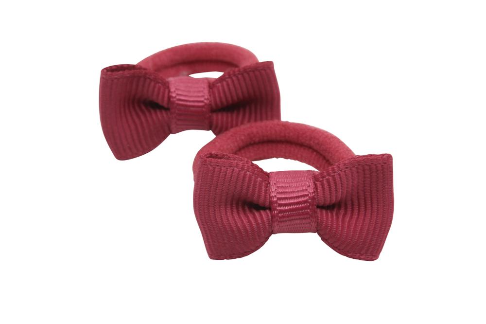 Kleine elastiekjes met mini strikjes rose wood - Staartjes en Strikjes