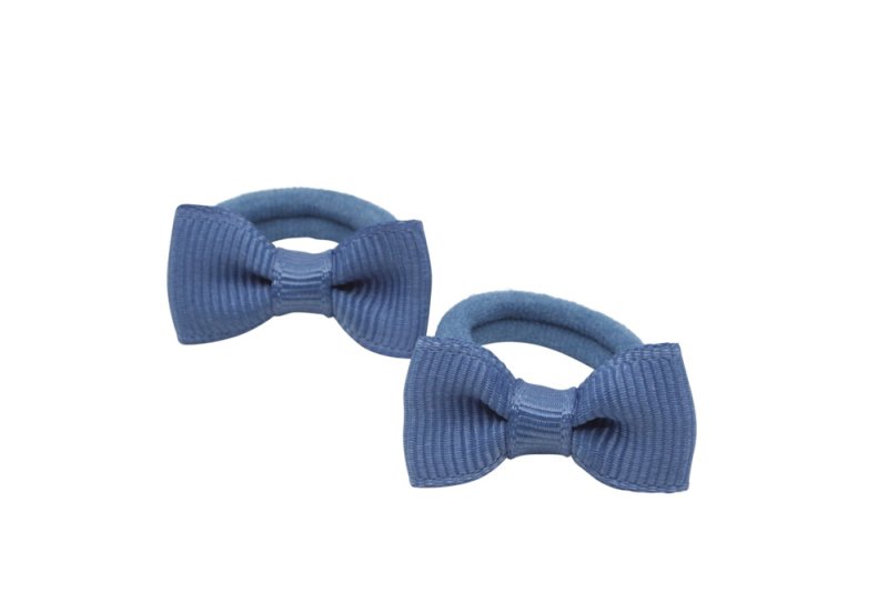 Kleine elastiekjes met mini strikjes smoke blue - Staartjes en Strikjes