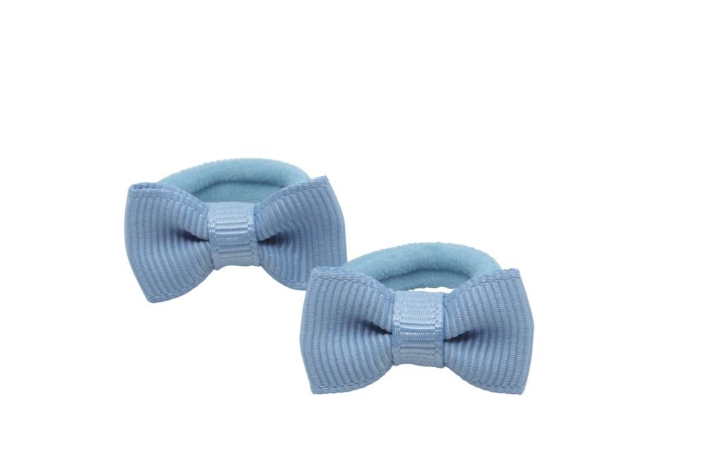 Kleine elastiekjes met mini strikjes zacht blauw - Staartjes en Strikjes