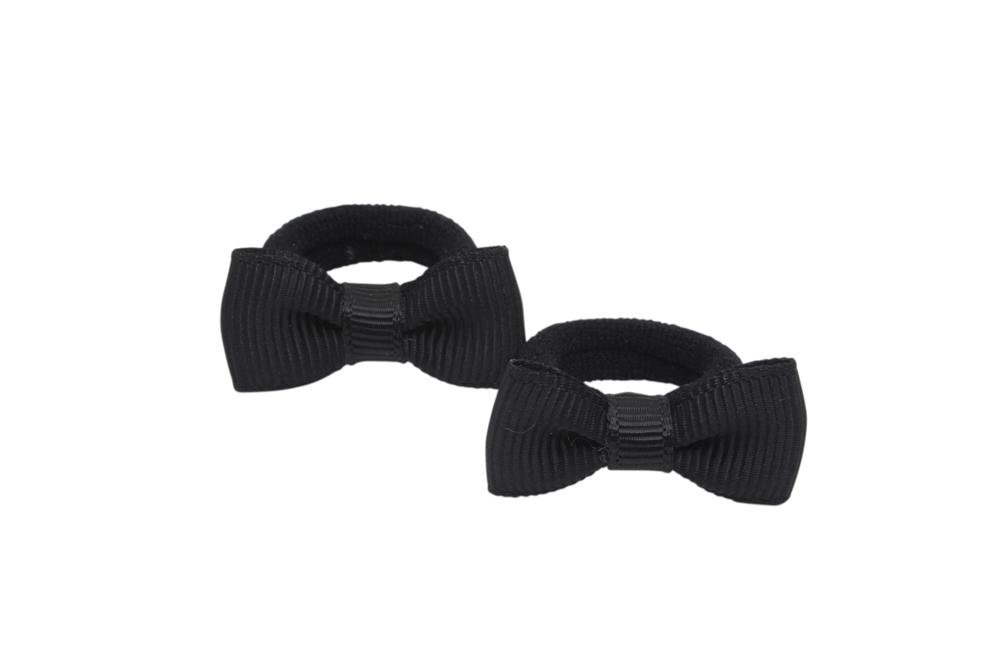 Kleine elastiekjes met mini strikjes zwart - Staartjes en Strikjes