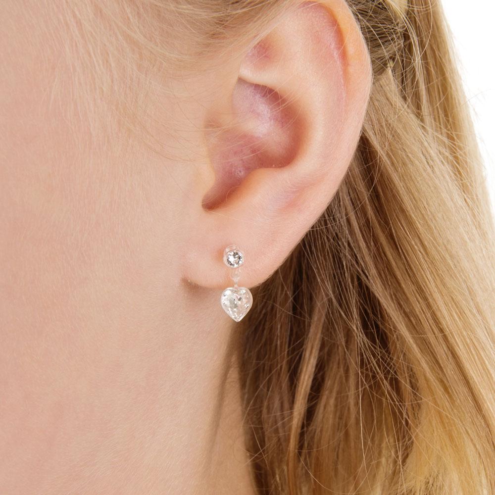 Oorbellen Blomdahl huidvriendelijk hartje hangend Swarvoski crystal - Staartjes en Strikjes