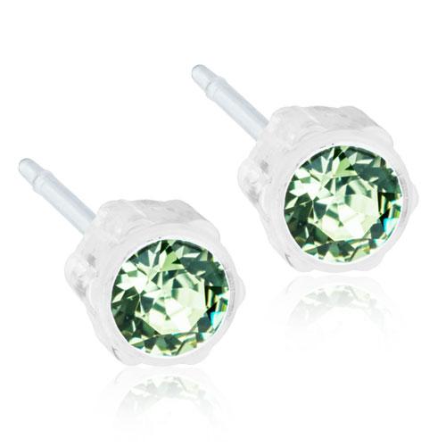 Oorbellen Blomdahl huidvriendelijk knopje Swarovski crystal groen - Staartjes en Strikjes