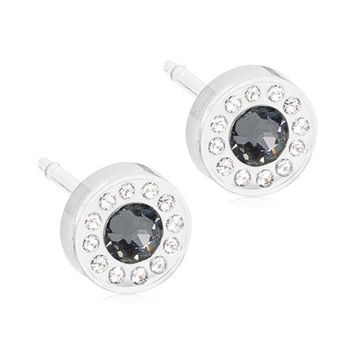 Oorbellen Blomdahl huidvriendelijk rond crystal zwart - Staartjes en Strikjes