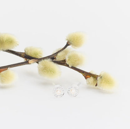 Oorbellen Blomdahl huidvriendelijk rond crystal/pareltje (incl. achterkantjes) - Staartjes en Strikjes