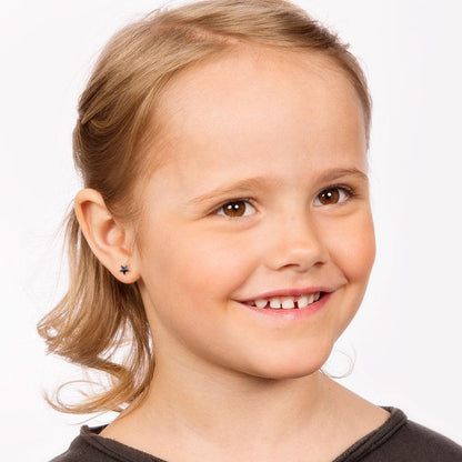 Oorbellen Blomdahl huidvriendelijk sterretjes Swarovski crystal zwart - Staartjes en Strikjes